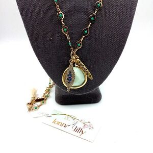 Lonna & Lilly Gold Tone Pendant Necklace – Green Stone Good Things Will Come my